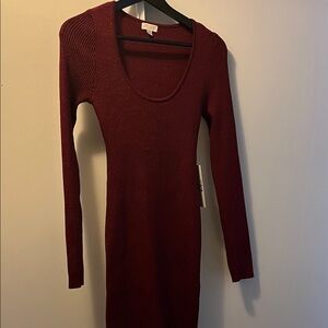 J for Justify Deep Red Long Sleeve Dress